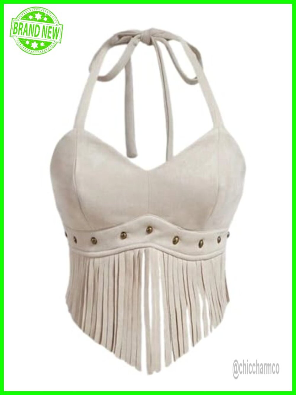 Fringe Halter Tank Top Slim Fit Western Cowgirl Concert Rodeo